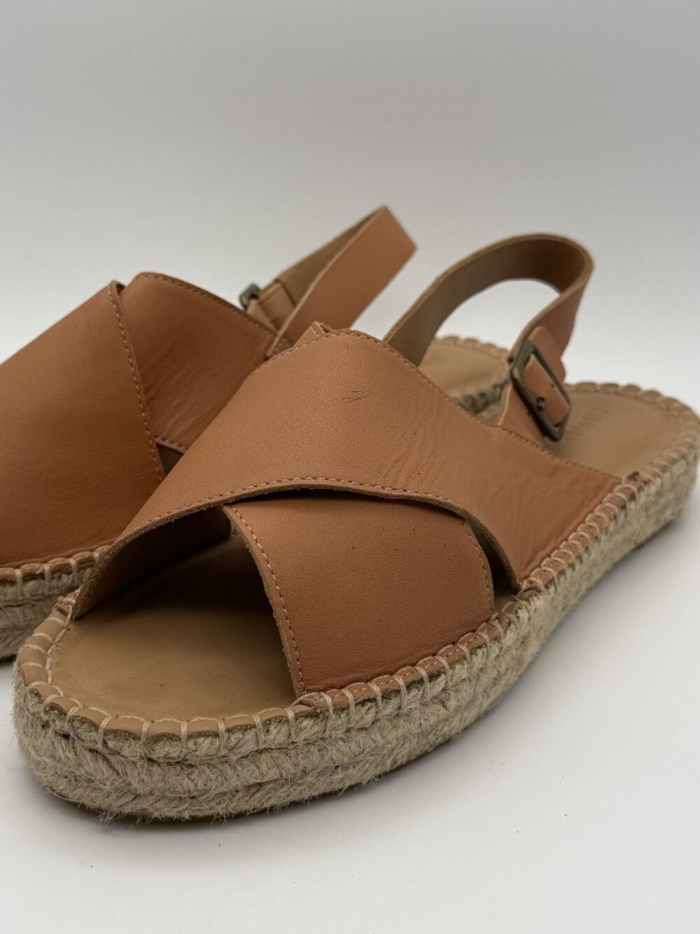 Soludos Olympia Leather Platform Espadrille Sandals Tan Size 10